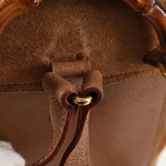 GUCCI Bamboo Backpack Suede Brown Gold 003 main image 10